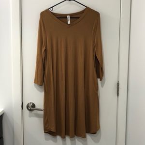 Mustard 3/4 sleeve dress